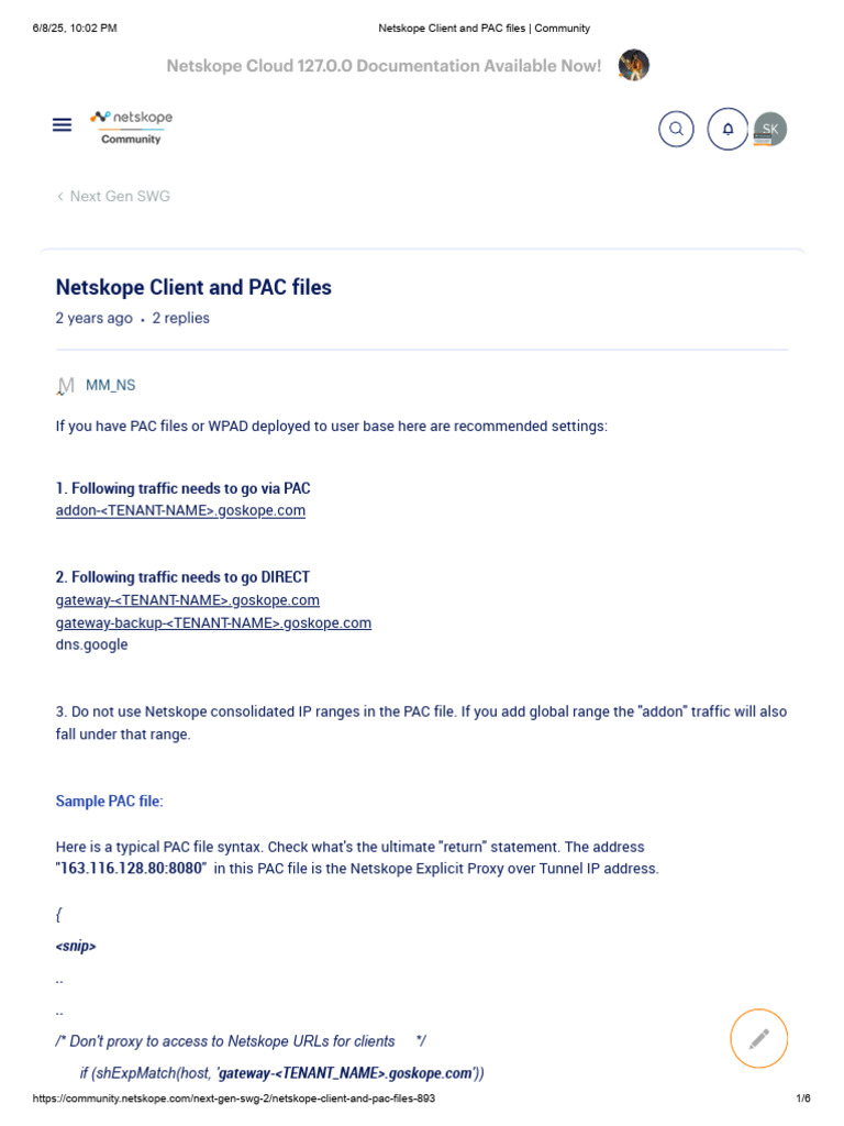 Netskope PAC File Configuration Guide | PDF | Proxy Server | Computer ...