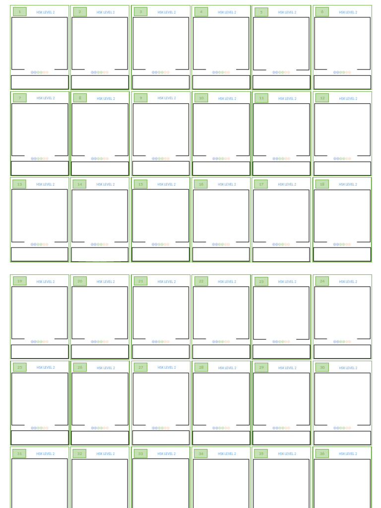 Flashcard Hanzi HSK 2 | PDF