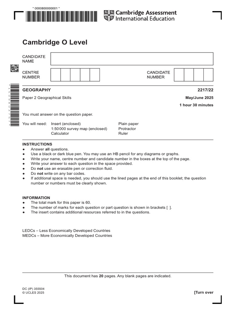 Cambridge O Level Geography Paper 2 | PDF | Earthquakes | Physical ...