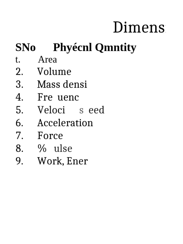 Key Physical Quantities and Formulas | PDF | Velocity | Mechanical ...
