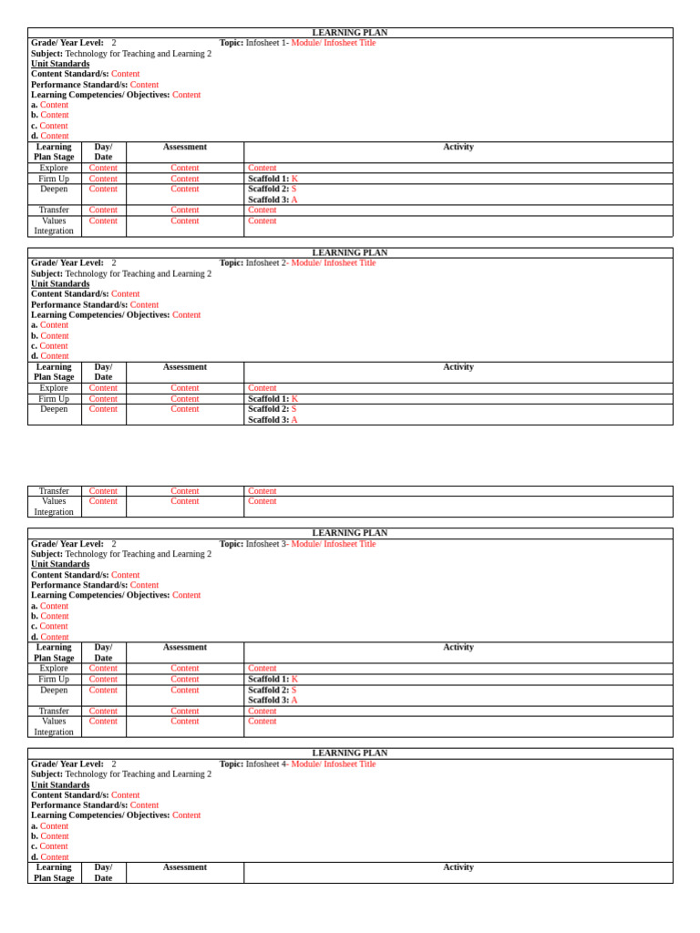 Learning Plan Template Based On Deped Saved For Sy 2024 2025 | PDF ...