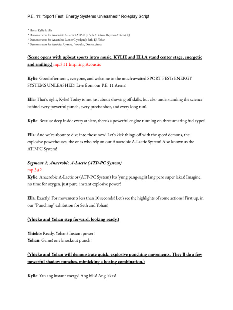 Sport Fest Energy Systems Overview | PDF | Management Of Obesity ...