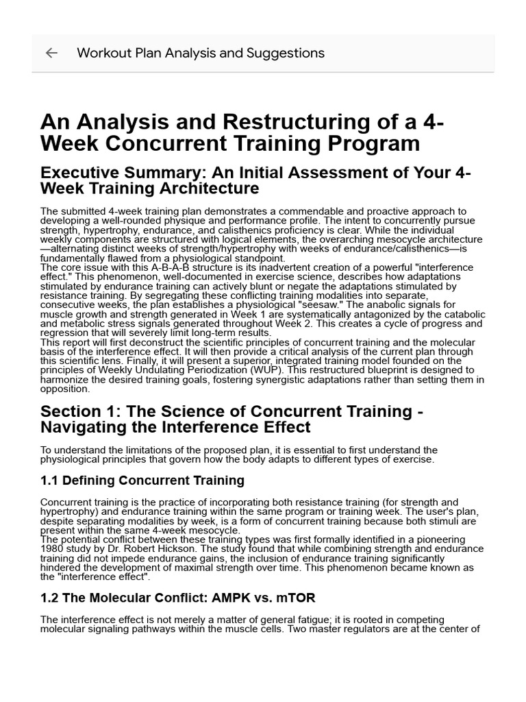 4-Week Concurrent Training Analysis | PDF | Strength Training | Muscle ...