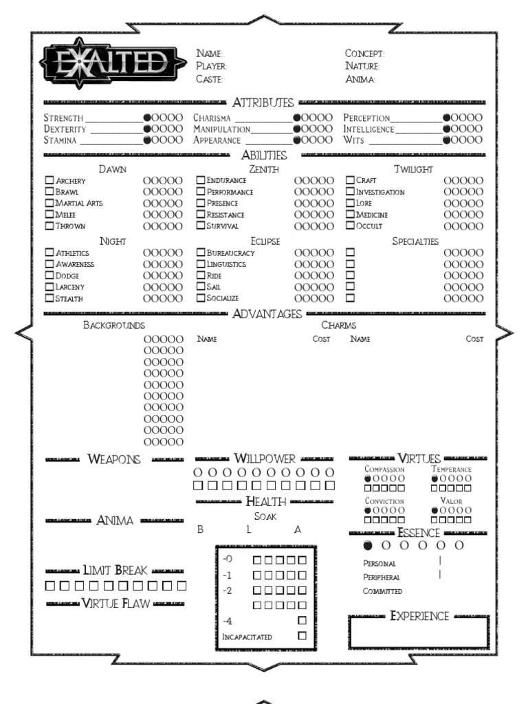 Character Sheet for RPG Creation | PDF | Computers