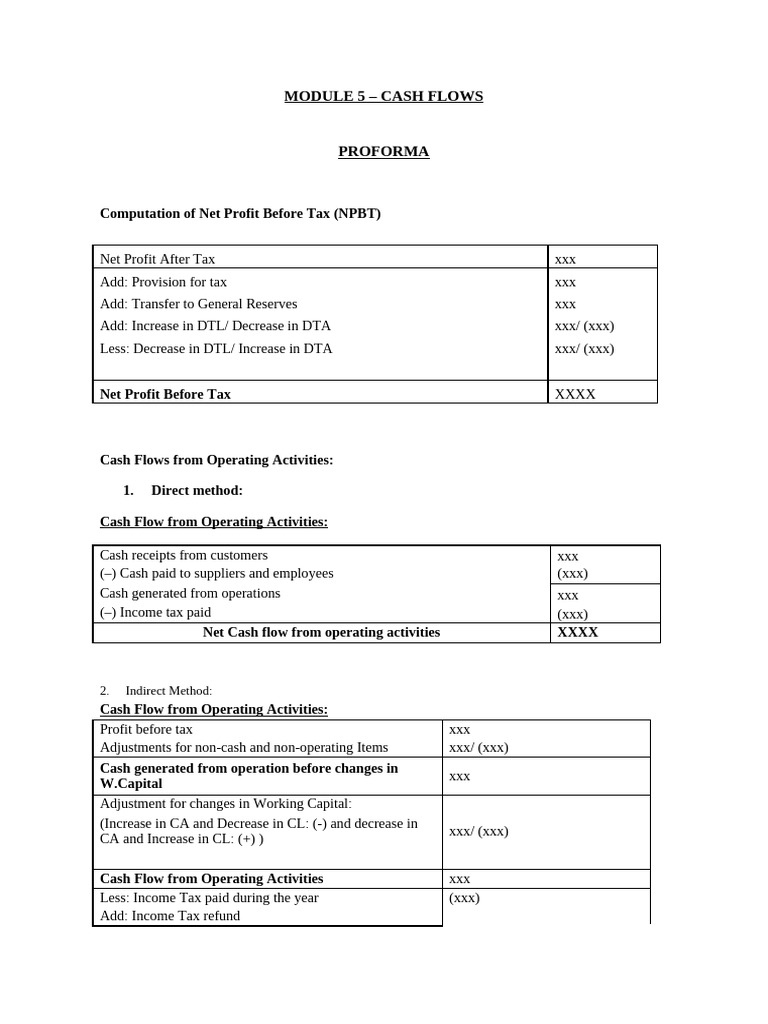 Cash Flow Analysis and NPBT Calculation | PDF