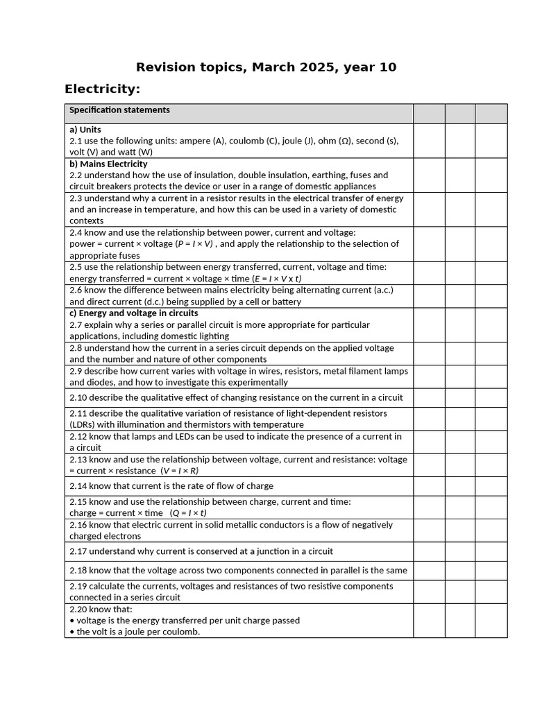 Year 10 Physics Revision Topics 2025 | PDF | Radioactive Decay | Force