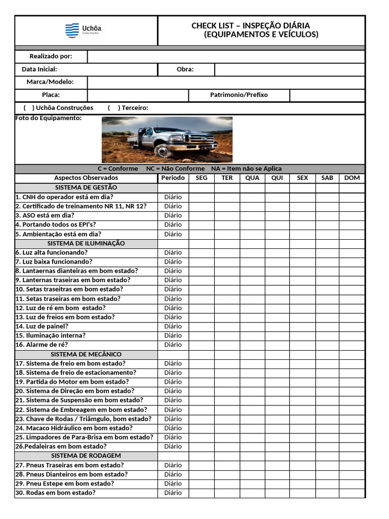 Caminhão f41000 - Checklist | PDF | Pneu | Veículos