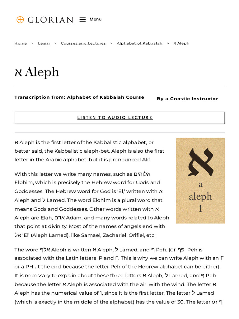 Understanding the Kabbalistic Aleph | PDF