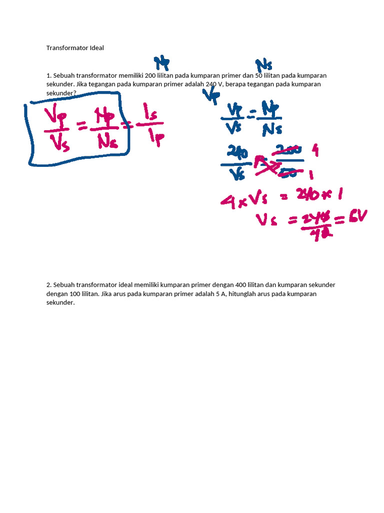 Rumus dan Contoh Transformator Ideal | PDF