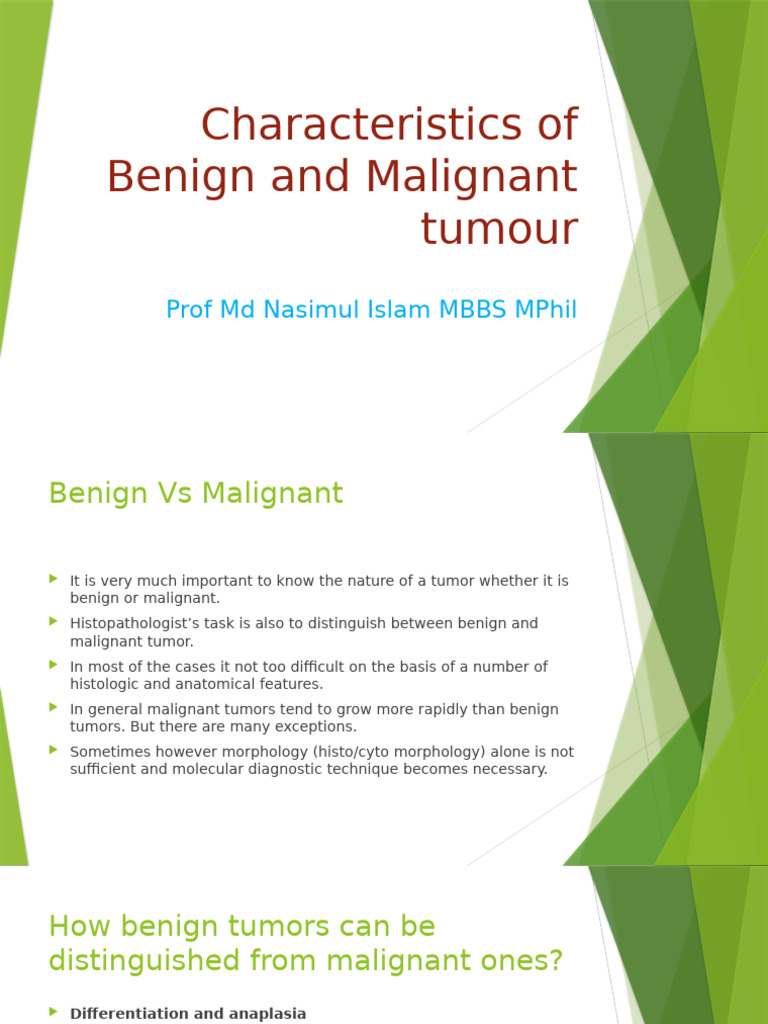 Benign vs Malignant Tumor Characteristics | PDF | Metastasis | Carcinoma