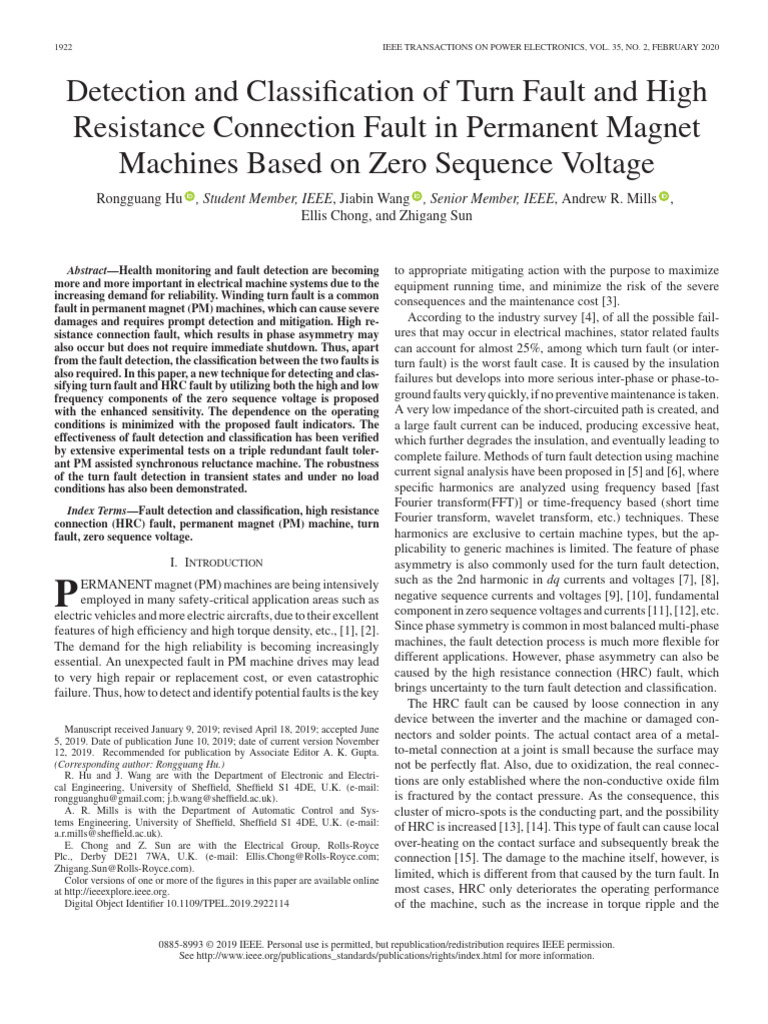Fault Detection in PM Machines | PDF | Electrical Impedance | Inductance