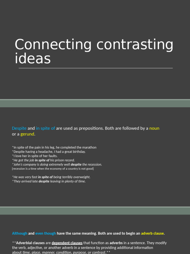 Using Contrast in English Grammar | PDF
