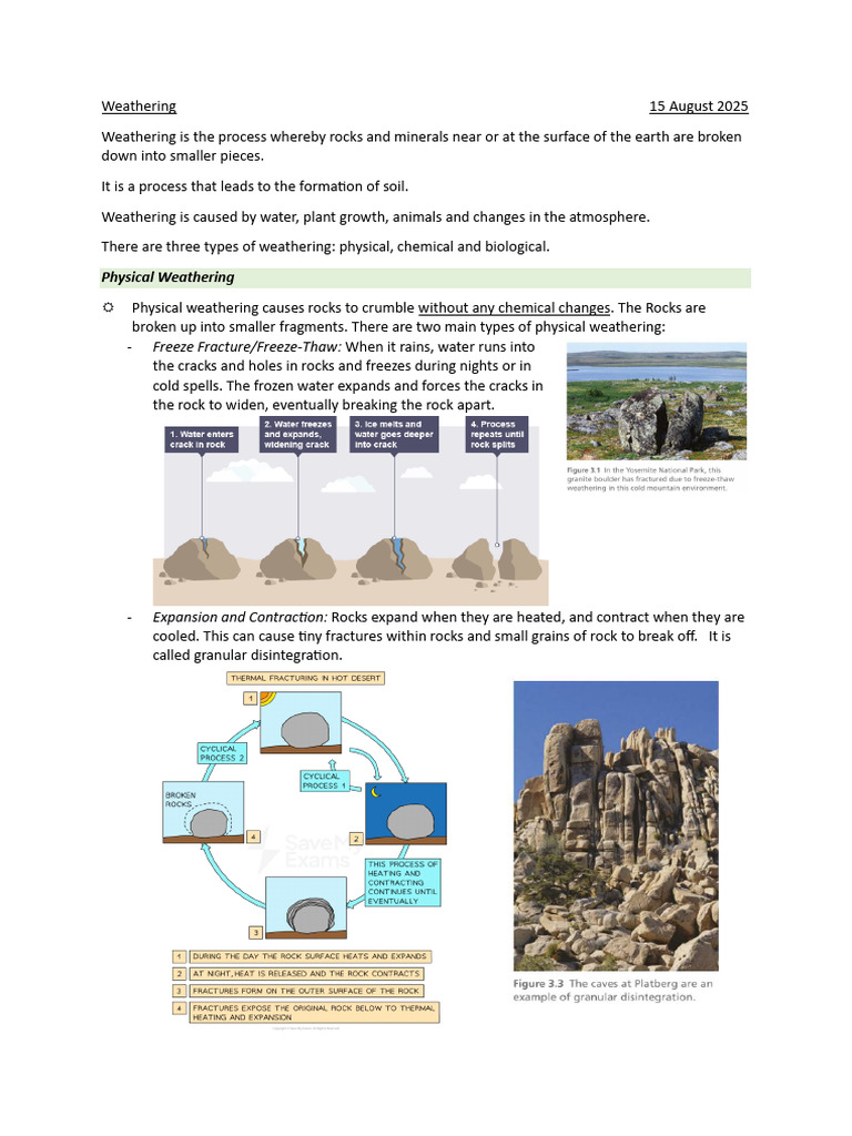 Types and Effects of Weathering | PDF | Weathering | Geology