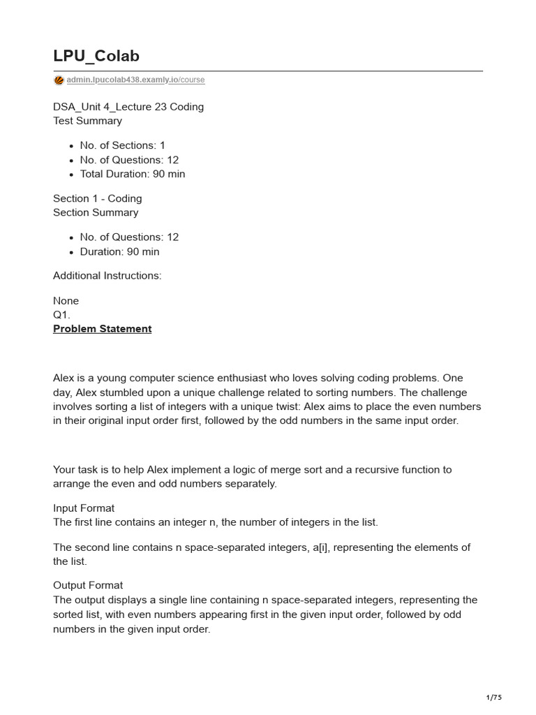 Merge Sort Coding Challenges Summary | PDF | Namespace | Computer ...