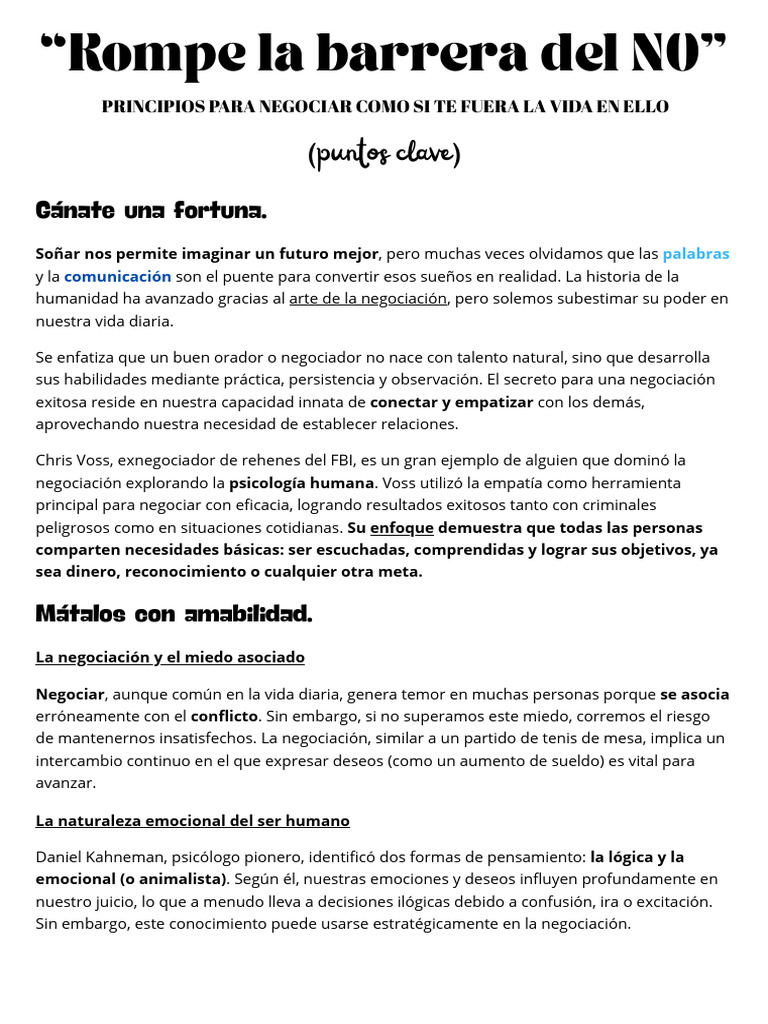 Rompe la Barrera del No en Negociación | PDF | Las emociones | Negociación