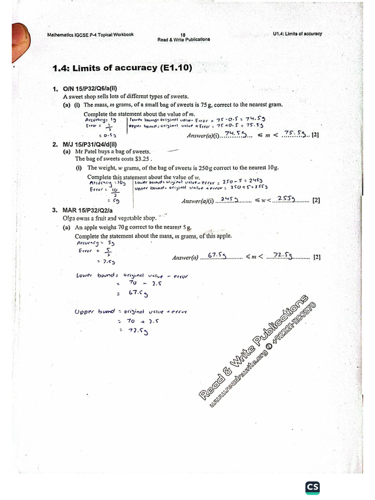 Maths Paper 4 Limit of Accuracy Pastpapers | PDF