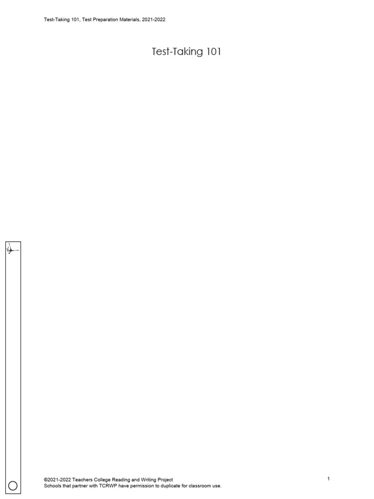 Test-Taking 101 - Test Prep - Mini-Unit - 2022 - 1.26.22 | PDF | Thought