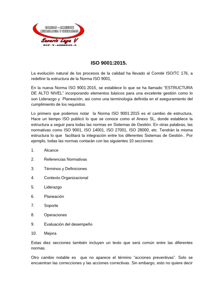 Cambios Clave en ISO 9001:2015 | PDF | Gestión de la calidad ...