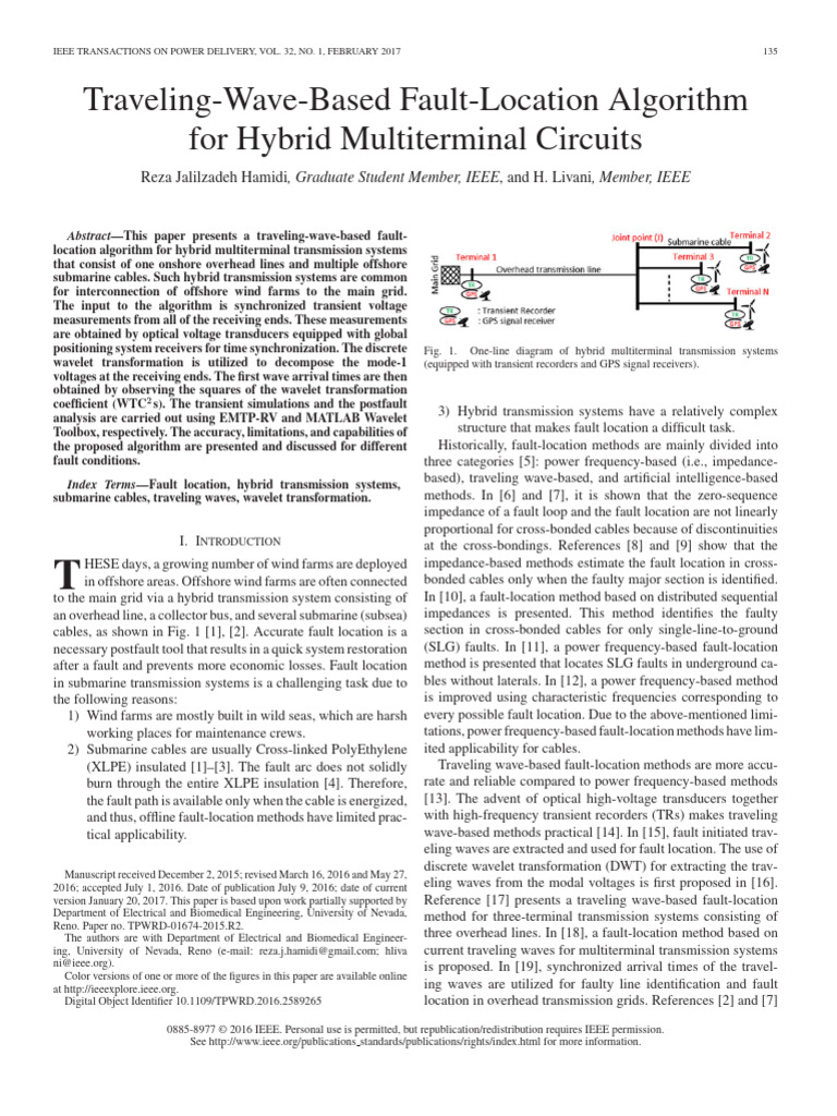 Traveling-Wave Fault Location in Hybrid Systems | PDF | Electric Power ...