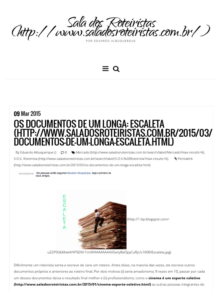 Importância da Escaleta no Roteiro | PDF | Roteiro | Herói