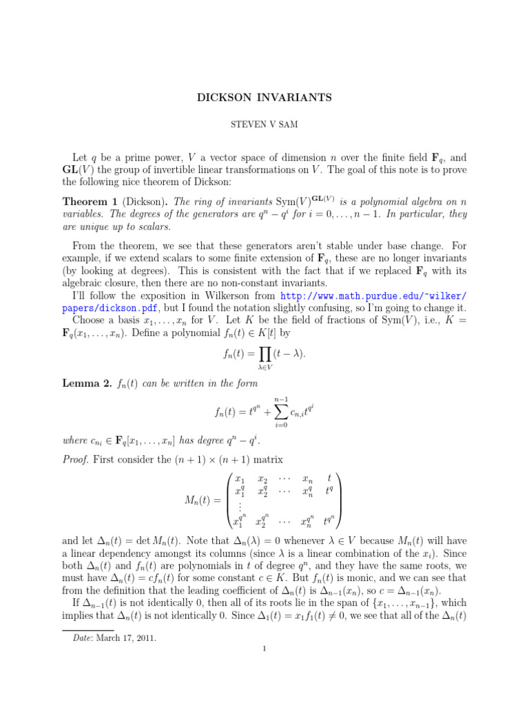 dickson (1) | PDF | Field (Mathematics) | Polynomial