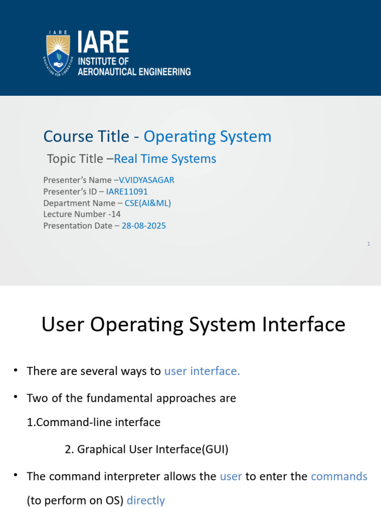 Real-Time Systems: User OS Interfaces | PDF