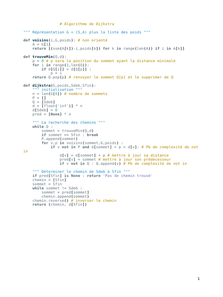 Algorithme de Dijkstra en Python | PDF