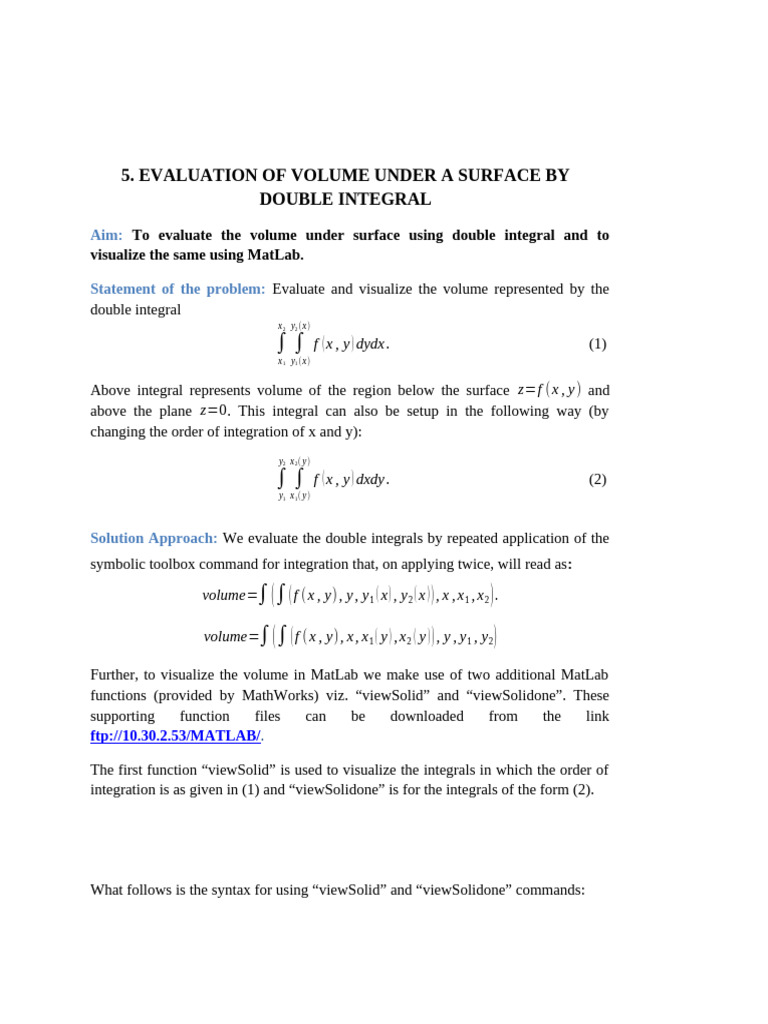 Visualizing Volume with MATLAB Integrals | PDF | Coordinate System ...