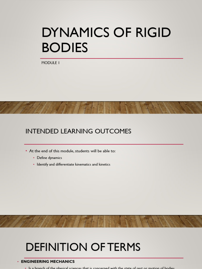 Module 1 DYNAMICS OF RIGID BODIES | PDF | Kinematics | Velocity