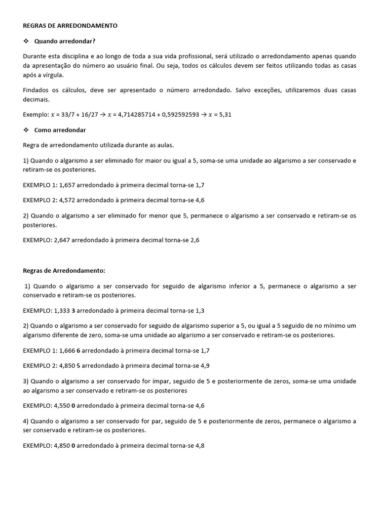Regras de Arredondamento | PDF | Decimal | Matemática discreta