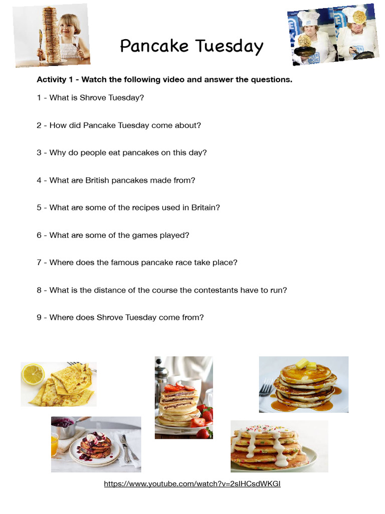Pancake Tuesday Worksheet | PDF