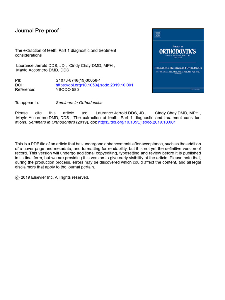 Tooth Extraction in Orthodontics: Part 1 | PDF | Orthodontics | Dentistry