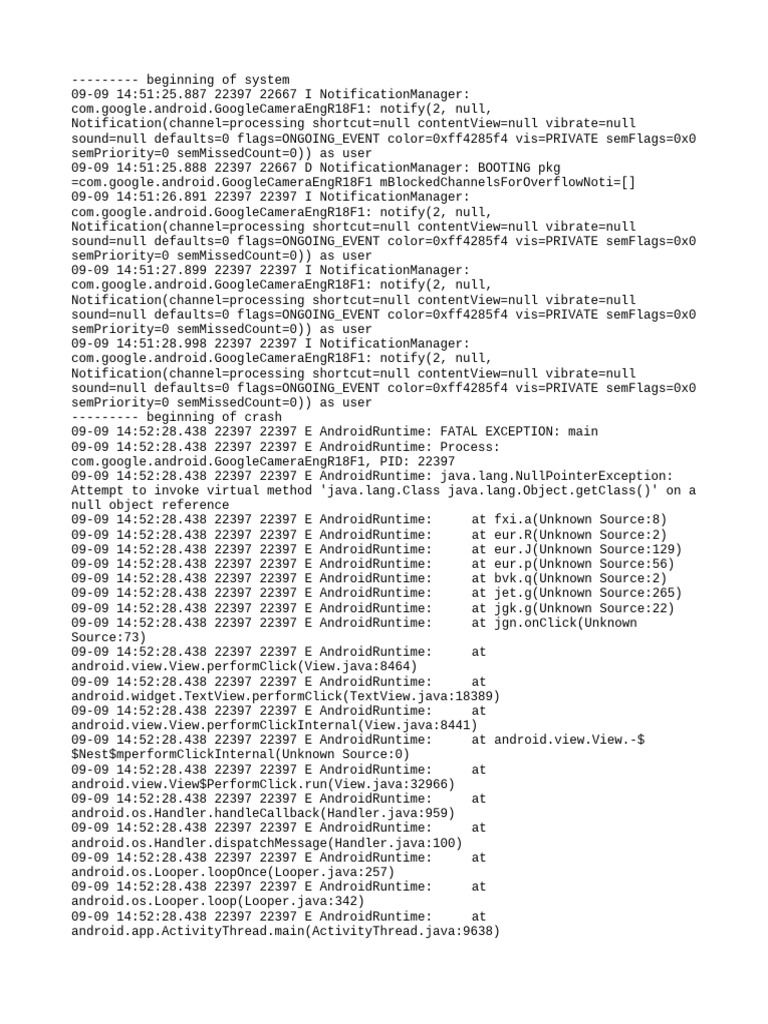 Google Camera App Crash Log Analysis | PDF | Computing | Computer ...