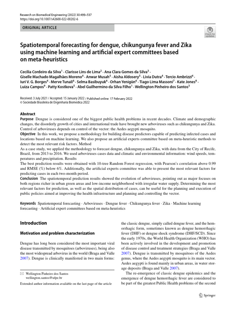 Machine Learning for Dengue Forecasting | PDF | Zika Fever | Zika Virus
