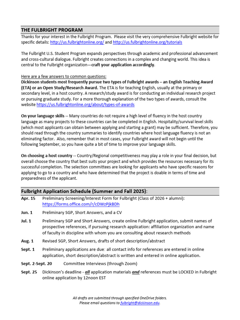Fulbright Short Answer Guidelines | PDF