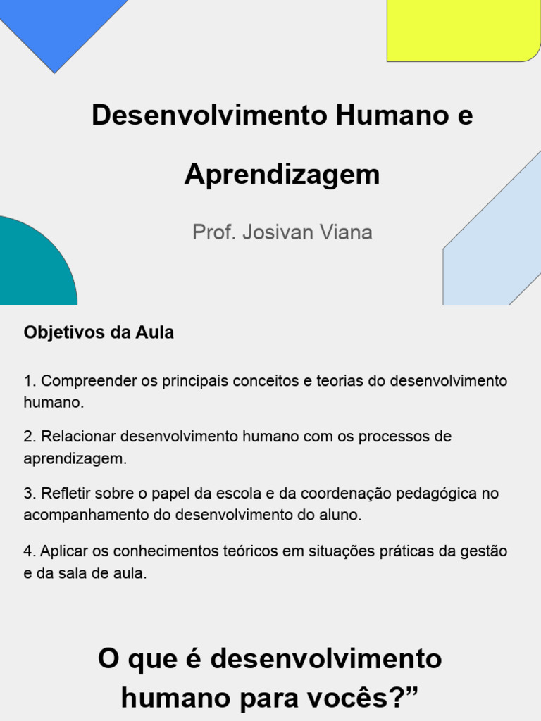 Desenvolvimento Humano e Aprendizagem | PDF | Aprendizado | Pedagogia