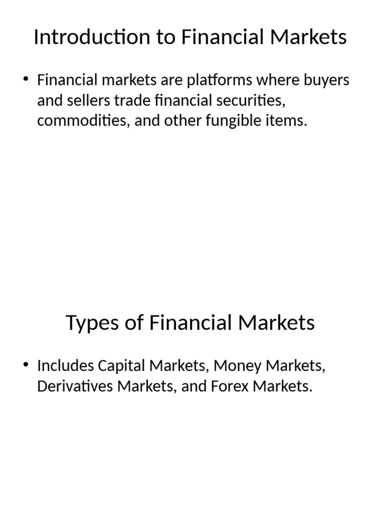 Overview of Financial Markets Explained | PDF