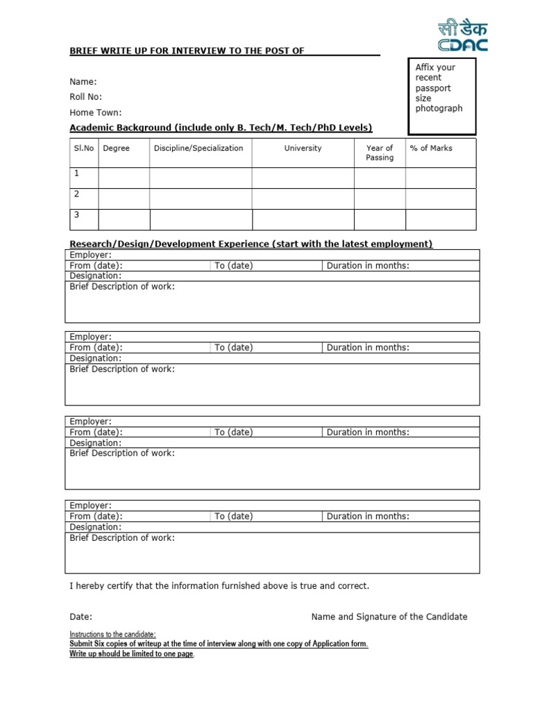 Cdac One Page | PDF
