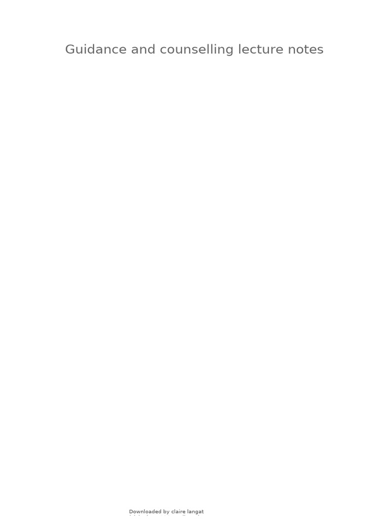 Guidance and Counselling Lecture Notes | PDF | Psychoanalysis ...
