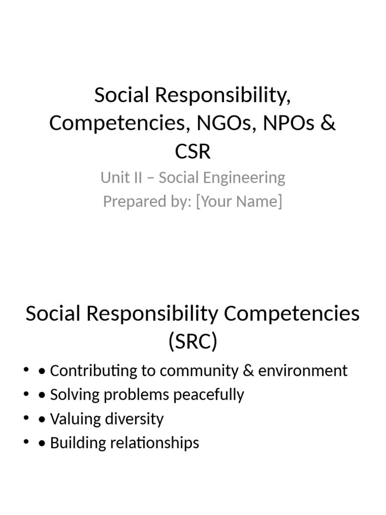 Social Responsibility Presentation | PDF | Corporate Social ...