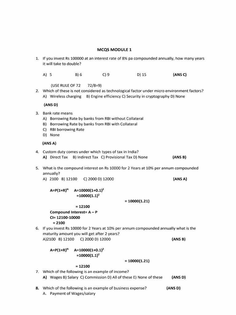 MCQ Module 1 | PDF