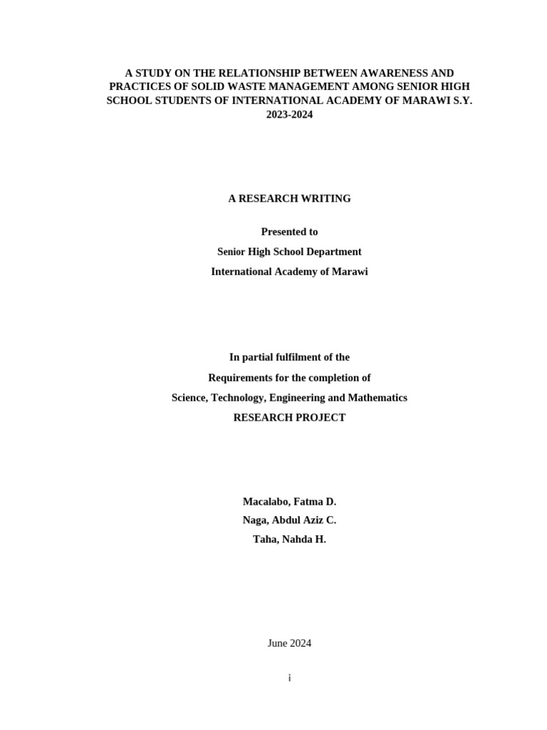 Group 5 Title Page SWM Final Macalabo Group | PDF | Methodology | Learning