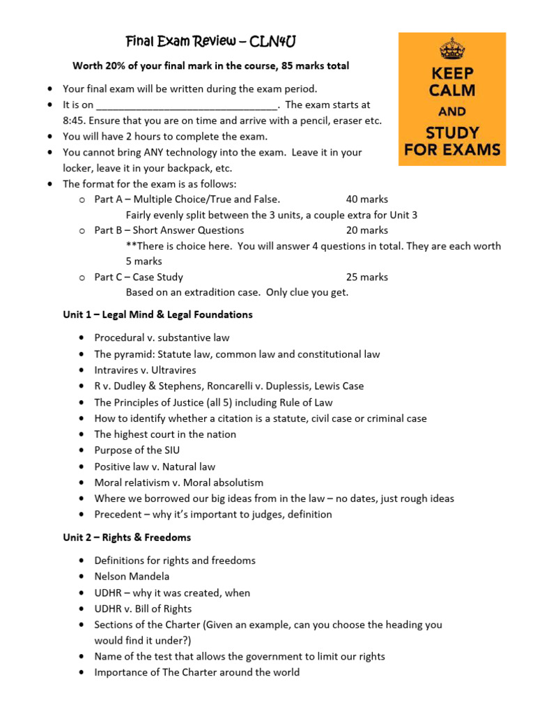 CLN4U Final Exam Review Guide | PDF | Crimes | Crime & Violence