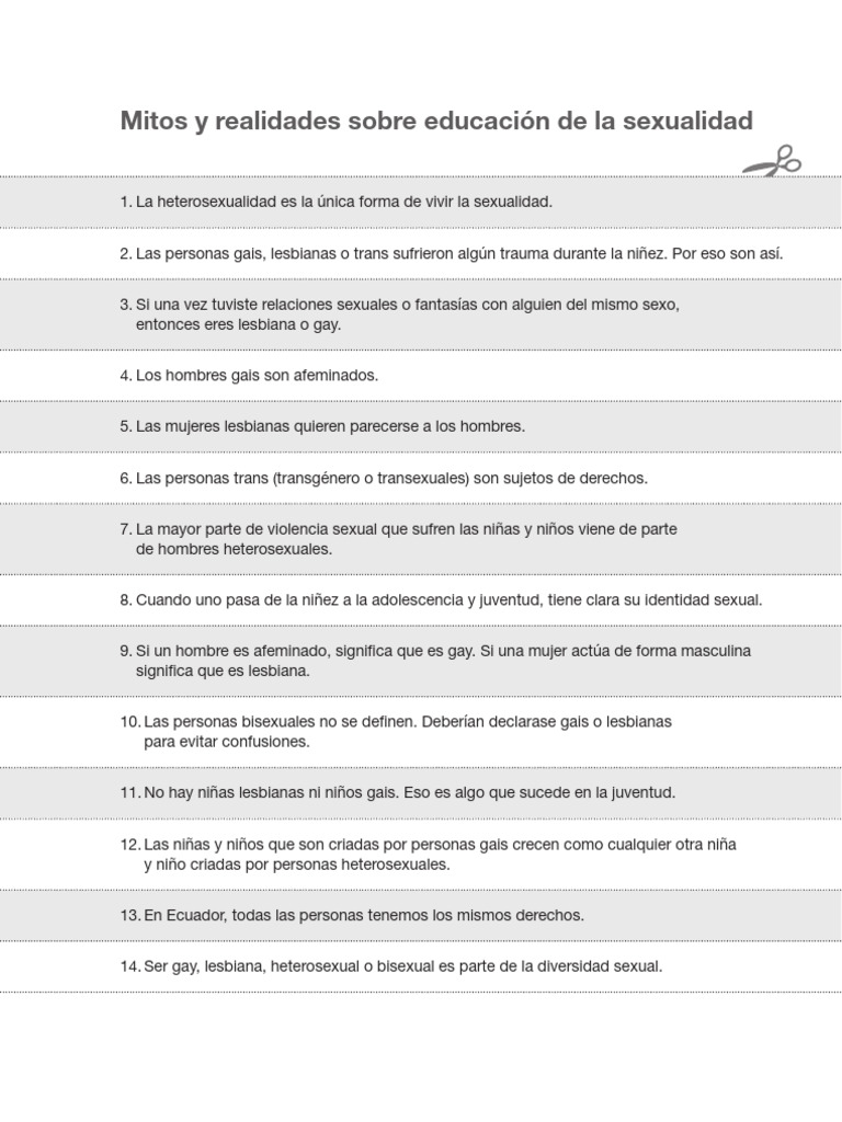 Mitos y realidades de la sexualidad | PDF | Estudios LGBTQIA+ | Transgénero
