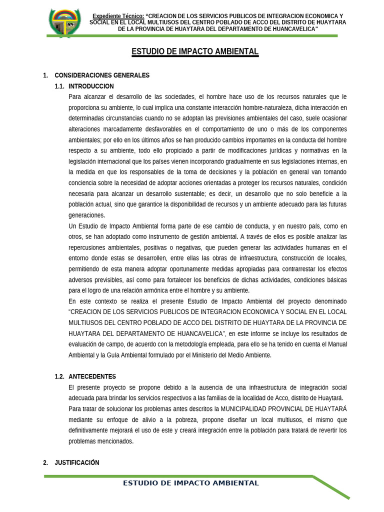 Estudio de Impacto Ambiental en Acco | PDF | Evaluación de impacto ...