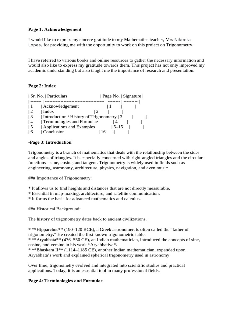 Trigonometry Project Overview | PDF | Trigonometry | Trigonometric ...