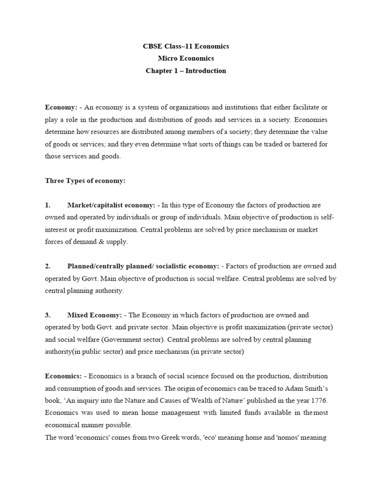 Economics Chapter 1 Introduction To Micro Economics | PDF | Economics ...