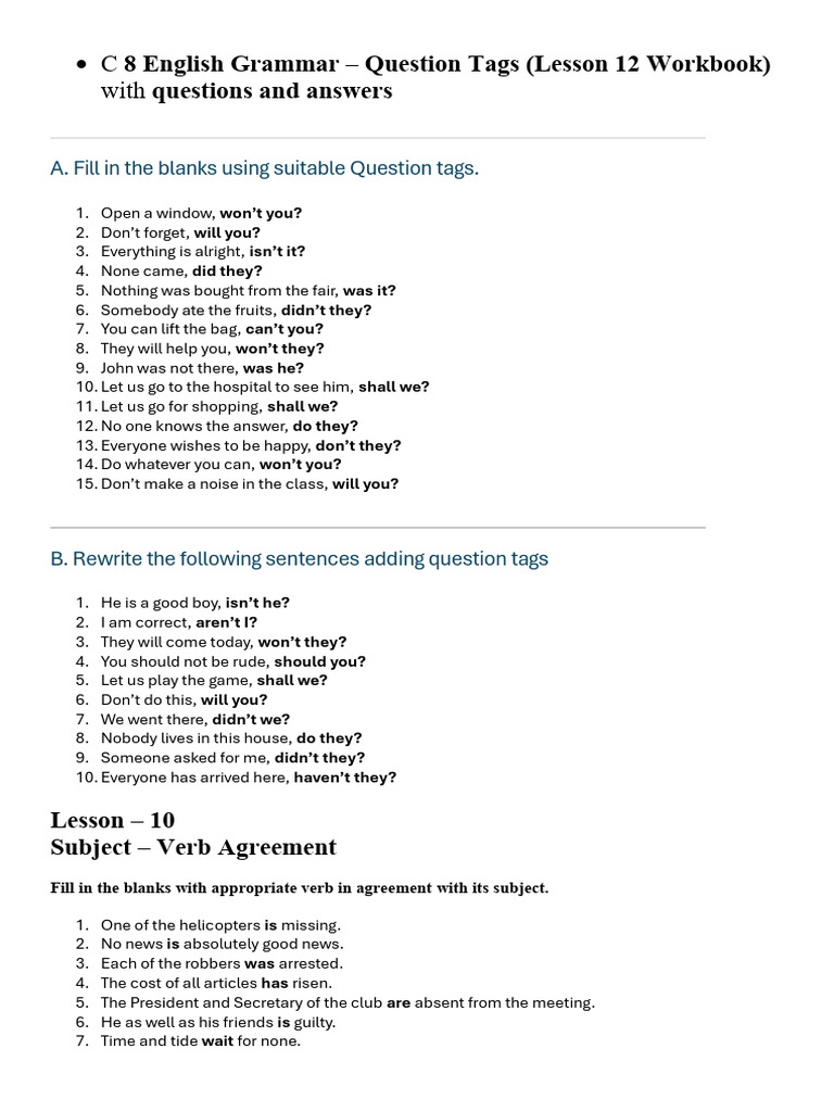 Sibam English Grammar Half Yearly | PDF