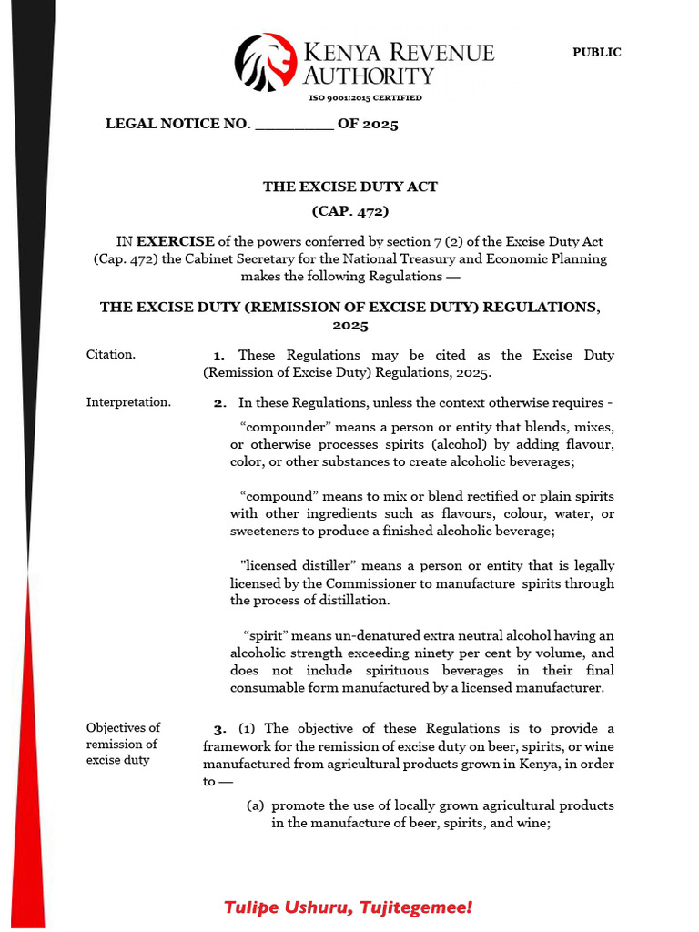 Excise Duty Remission Regulations 2025 | PDF | Alcoholic Beverages | Drink