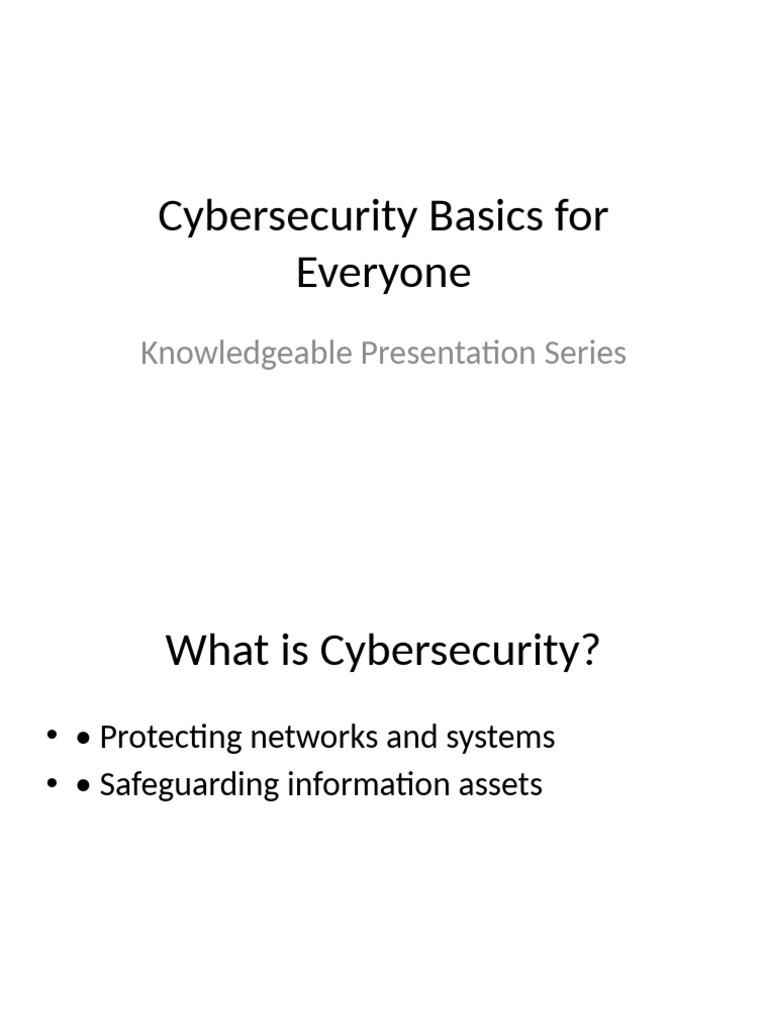 Cybersecurity Basics for Everyone | PDF
